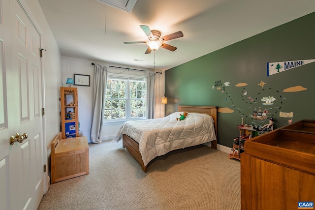 5301 Little Fox Ln, Charlottesville, VA 22903 - bedroom featuring carpet floors, attic access, baseboards, and ceiling fan