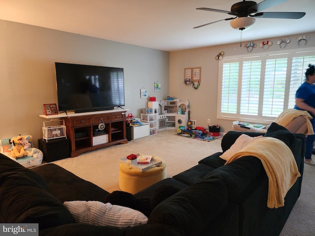 23 Maricopa Trl, Browns Mills, NJ 08015 - carpeted living area featuring a ceiling fan