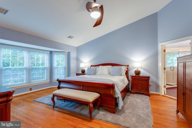 1201 Dartmouth Rd, Alexandria, VA 22314 - bedroom with lofted ceiling, light wood-style floors, baseboards, and ceiling fan
