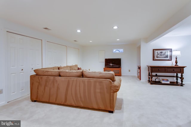 1201 Dartmouth Rd, Alexandria, VA 22314 - living area with light carpet, recessed lighting, and baseboards