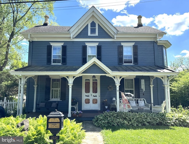 2538 Church Ln, Doylestown, PA 18902 - view of front facade featuring a porch, a standing seam roof, metal roof, and a shingled roof