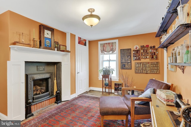 2538 Church Ln, Doylestown, PA 18902 - living area with a fireplace and baseboards