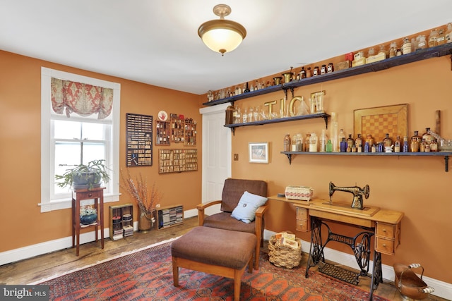 2538 Church Ln, Doylestown, PA 18902 - living area featuring baseboards, a dry bar, and wood finished floors