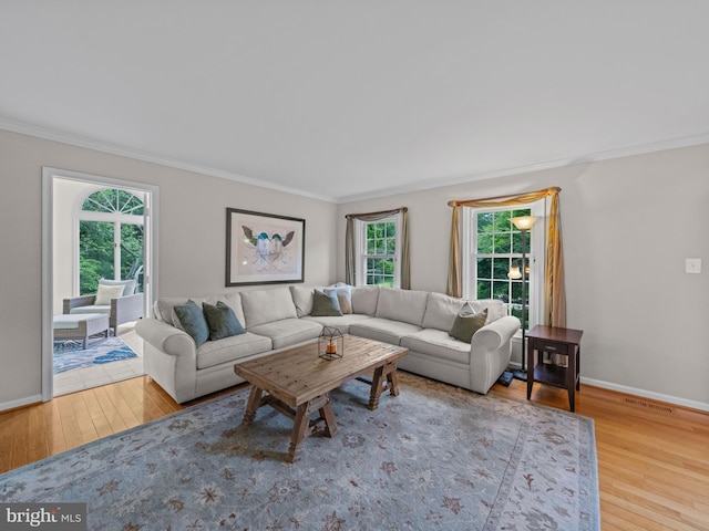 2200 Traies Ct, Alexandria, VA 22306 - living area with crown molding, wood finished floors, and baseboards