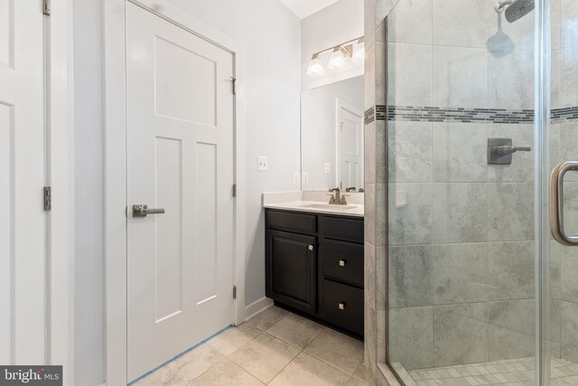 14438 Mattawoman Dr Unit 5000H, Brandywine, MD 20613 - bathroom featuring vanity, a stall shower, and tile patterned flooring