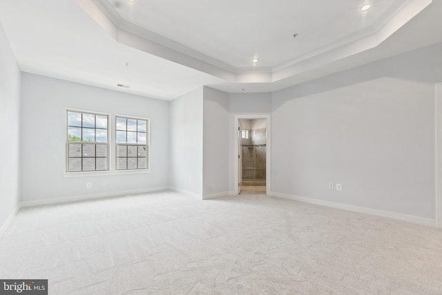 14438 Mattawoman Dr Unit 5000H, Brandywine, MD 20613 - unfurnished bedroom featuring carpet flooring, a tray ceiling, baseboards, recessed lighting, and ensuite bath