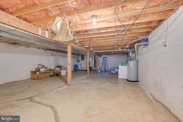 1267 Dominion Rd, Gerrardstown, WV 25420 - unfinished basement with gas water heater and washer / clothes dryer