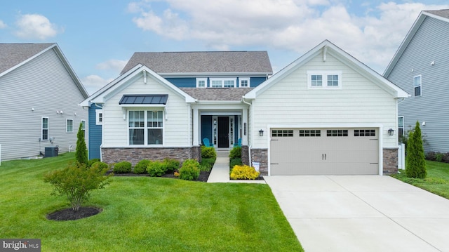 20093 Old Salt Ln, Frankford, DE 19945 - craftsman-style home featuring stone siding, concrete driveway, central AC, and a front yard
