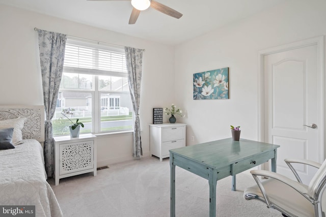 20093 Old Salt Ln, Frankford, DE 19945 - home office featuring ceiling fan, plenty of natural light, light colored carpet, and baseboards