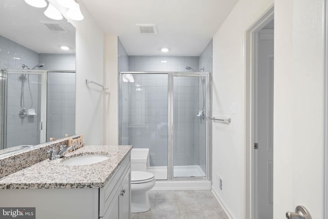 20093 Old Salt Ln, Frankford, DE 19945 - bathroom with vanity, toilet, tile patterned floors, a shower stall, and baseboards
