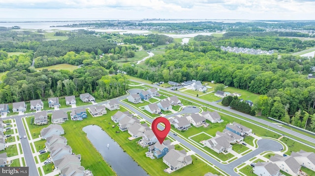20093 Old Salt Ln, Frankford, DE 19945 - aerial overview of property's location featuring a large body of water and nearby suburban area