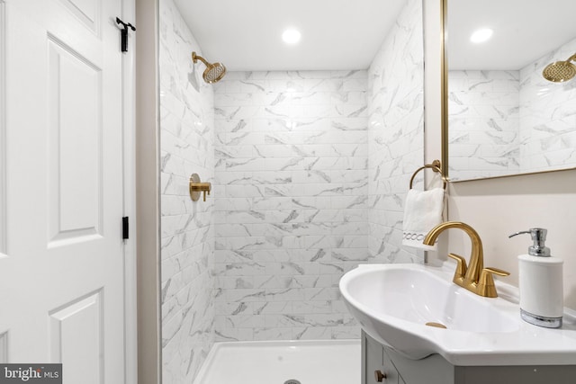112 Morris Ave, Woodlyn, PA 19094 - full bathroom with a stall shower, vanity, and recessed lighting