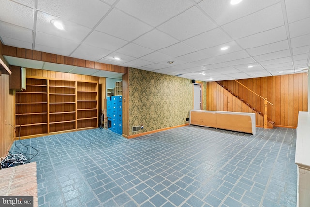530 Anneslie Rd, Baltimore, MD 21212 - finished basement featuring wooden walls, stairway, built in features, recessed lighting, and baseboards