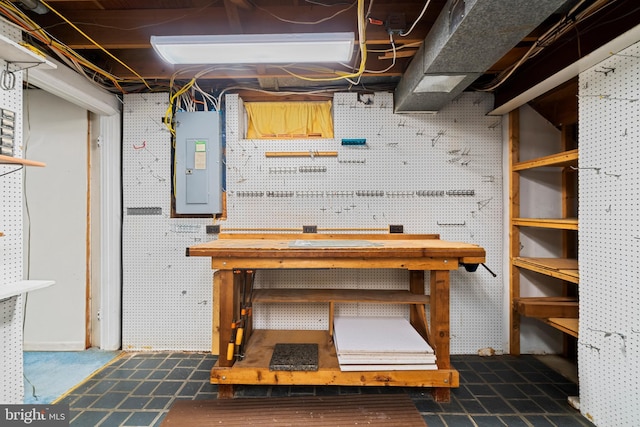 530 Anneslie Rd, Baltimore, MD 21212 - unfinished basement featuring a workshop area and electric panel
