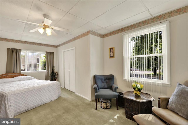 1807 King St, Reading, PA 19605 - carpeted bedroom featuring a paneled ceiling, baseboards, and a ceiling fan