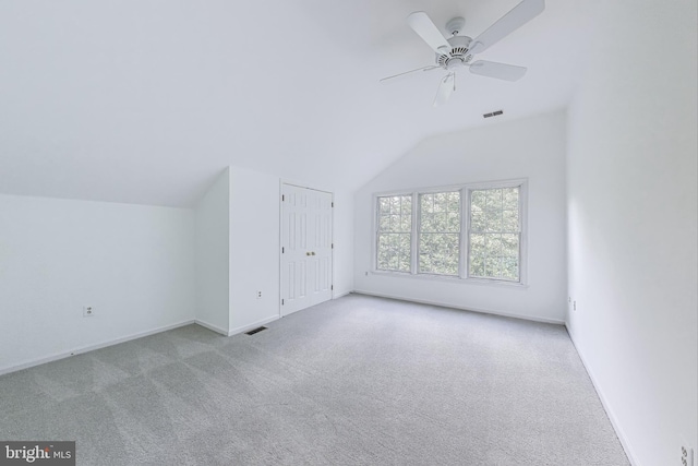 10106 Waterside Dr, Burke, VA 22015 - additional living space featuring vaulted ceiling, carpet floors, baseboards, and ceiling fan