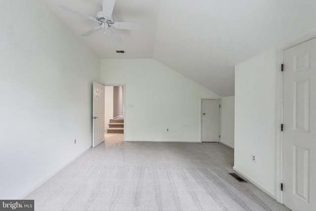 10106 Waterside Dr, Burke, VA 22015 - additional living space featuring lofted ceiling, a ceiling fan, light colored carpet, and baseboards