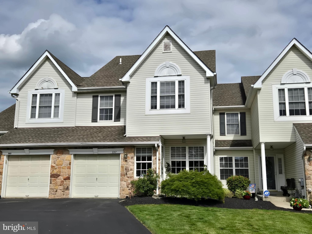847 Sherrick Ct, Chalfont, PA 18914 - townhome / multi-family property with a shingled roof, asphalt driveway, and an attached garage