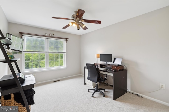 847 Sherrick Ct, Chalfont, PA 18914 - carpeted home office featuring baseboards and a ceiling fan