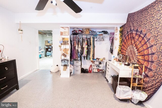 315 Dogwood St, Bally, PA 19503 - bedroom featuring speckled floor, a closet, and a ceiling fan