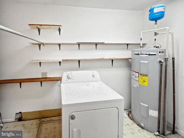 178 Fulton Ave, Charles Town, WV 25414 - laundry area featuring washer / clothes dryer, electric water heater, and light flooring