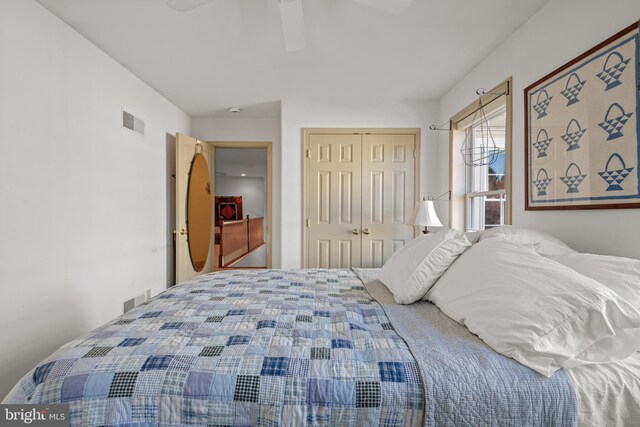 66 Farmview Ln, Lititz, PA 17543 - bedroom featuring a closet and a ceiling fan