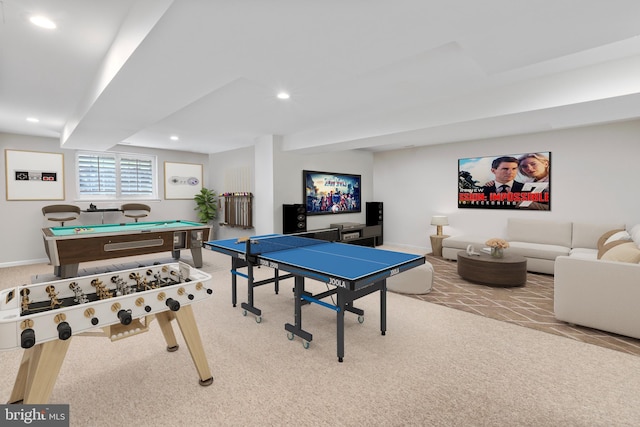 285 Cherry Ln, Kennett Square, PA 19348 - game room featuring carpet floors, recessed lighting, billiards table, and baseboards
