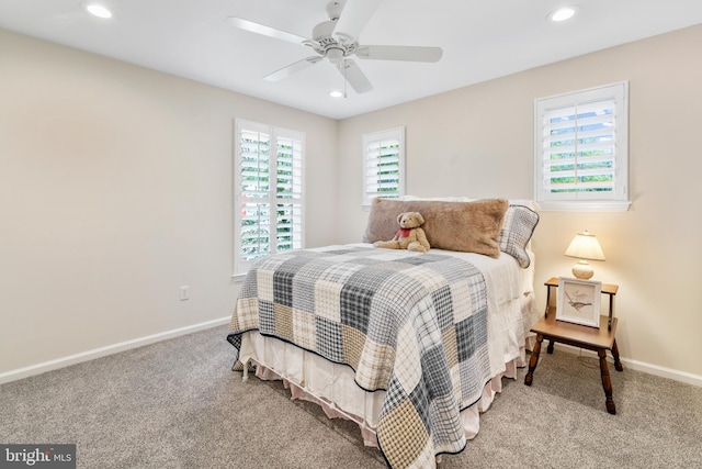 285 Cherry Ln, Kennett Square, PA 19348 - bedroom featuring carpet flooring, recessed lighting, baseboards, and ceiling fan