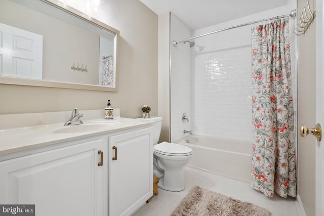 285 Cherry Ln, Kennett Square, PA 19348 - full bathroom with vanity, shower / bathtub combination with curtain, and toilet