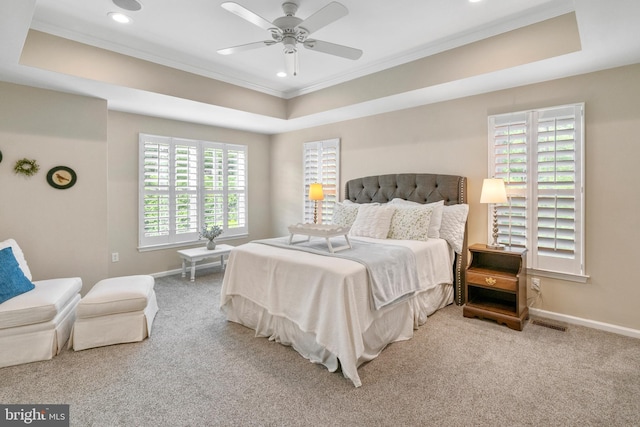 285 Cherry Ln, Kennett Square, PA 19348 - bedroom featuring ornamental molding, carpet floors, baseboards, recessed lighting, and ceiling fan
