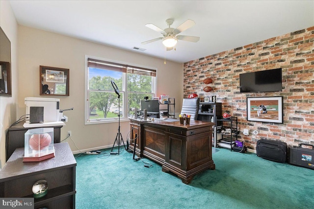 10 Evans Ln, Lawrenceville, NJ 08648 - carpeted home office with ceiling fan and baseboards