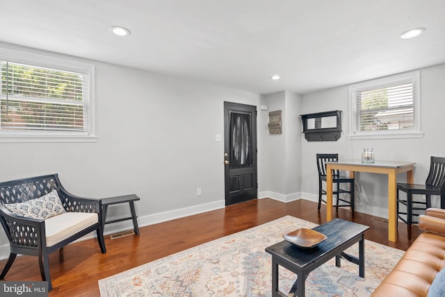 154 Mercy St, Philadelphia, PA 19148 - living area with plenty of natural light, recessed lighting, wood finished floors, and baseboards
