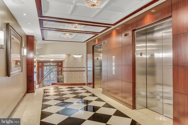 1391 Pennsylvania Ave SE Unit 348, Washington, DC 20003 - hall featuring elevator, a chandelier, and light tile patterned floors