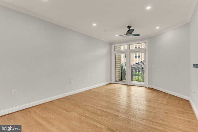 1391 Pennsylvania Ave SE Unit 348, Washington, DC 20003 - empty room featuring ornamental molding, ceiling fan, baseboards, light wood-style floors, and recessed lighting