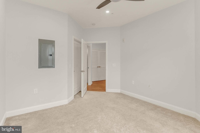 1391 Pennsylvania Ave SE Unit 348, Washington, DC 20003 - empty room featuring electric panel, carpet flooring, a ceiling fan, and baseboards