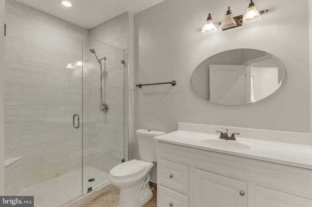 1391 Pennsylvania Ave SE Unit 348, Washington, DC 20003 - bathroom with vanity, a stall shower, toilet, and recessed lighting