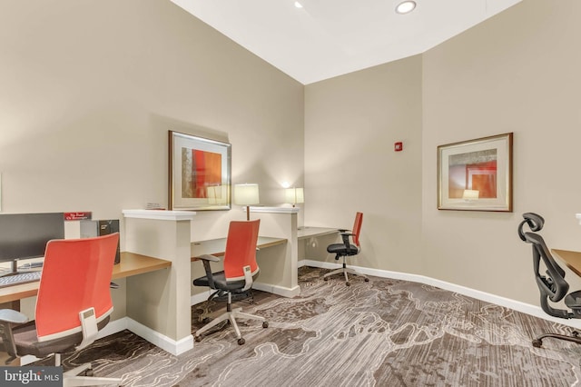 1391 Pennsylvania Ave SE Unit 348, Washington, DC 20003 - carpeted home office featuring baseboards and recessed lighting
