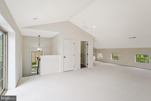 22635 Naugatuck Sq, Ashburn, VA 20148 - unfurnished room with lofted ceiling, light colored carpet, and recessed lighting