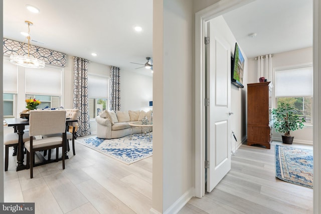 6411 Tulip Ter, Haymarket, VA 20169 - hallway featuring light wood finished floors, baseboards, and recessed lighting