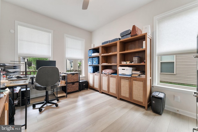 6411 Tulip Ter, Haymarket, VA 20169 - office space featuring a ceiling fan and light wood-style floors