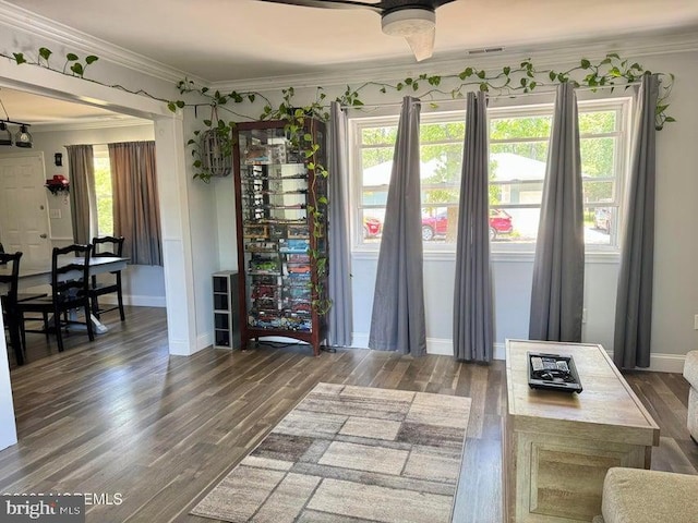 159 Harwich St, Browns Mills, NJ 08015 - dining space with ornamental molding, baseboards, and wood finished floors