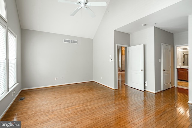 256 Silverbell Ct, West Chester, PA 19380 - unfurnished bedroom featuring vaulted ceiling, wood-type flooring, baseboards, and a ceiling fan