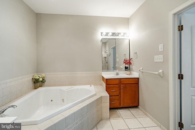 256 Silverbell Ct, West Chester, PA 19380 - full bath featuring vanity, a tub with jets, and tile patterned floors