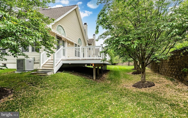 256 Silverbell Ct, West Chester, PA 19380 - rear view of property featuring cooling unit, a wooden deck, roof with shingles, and stairs
