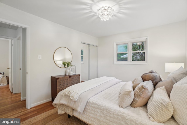 12834 Littleton St, Silver Spring, MD 20906 - bedroom with wood finished floors, a closet, and baseboards