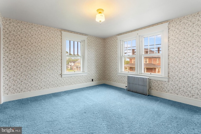 837 Broadway, Hanover, PA 17331 - unfurnished room featuring radiator heating unit, carpet floors, and baseboards