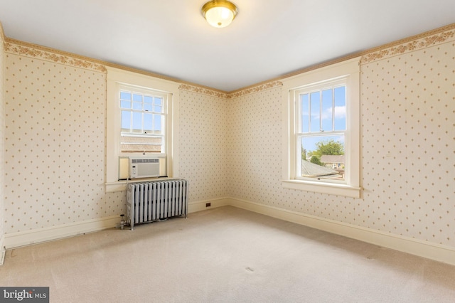837 Broadway, Hanover, PA 17331 - carpeted spare room featuring radiator heating unit, ornamental molding, baseboards, and wallpapered walls
