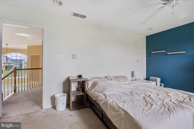 738 Farmhouse Rd, Mickleton, NJ 08056 - carpeted bedroom featuring radiator, a ceiling fan, and baseboards