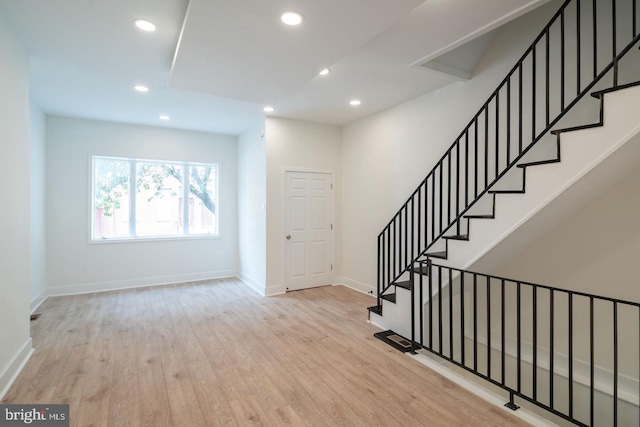 1606 Wharton St, Philadelphia, PA 19146 - foyer with wood finished floors, stairs, baseboards, and recessed lighting