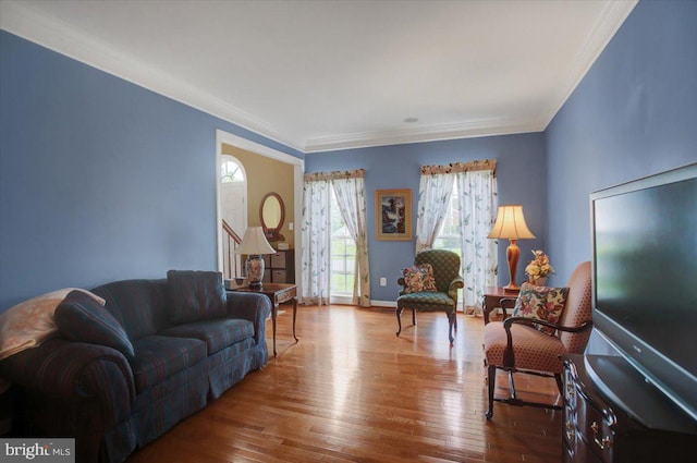 10526 Jasper Dr S, Greencastle, PA 17225 - living area featuring ornamental molding and hardwood / wood-style floors